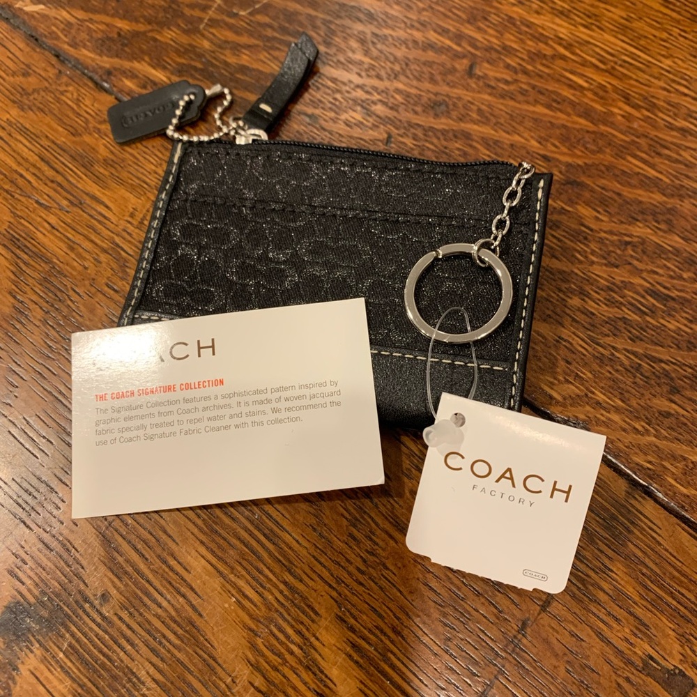 Coach Black Signature Key Holder